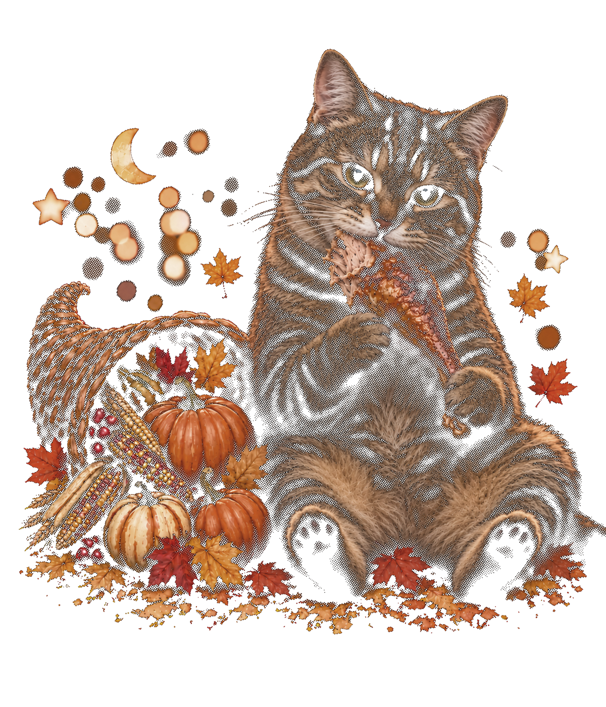 CAT THANKSGIVING HALFTONE