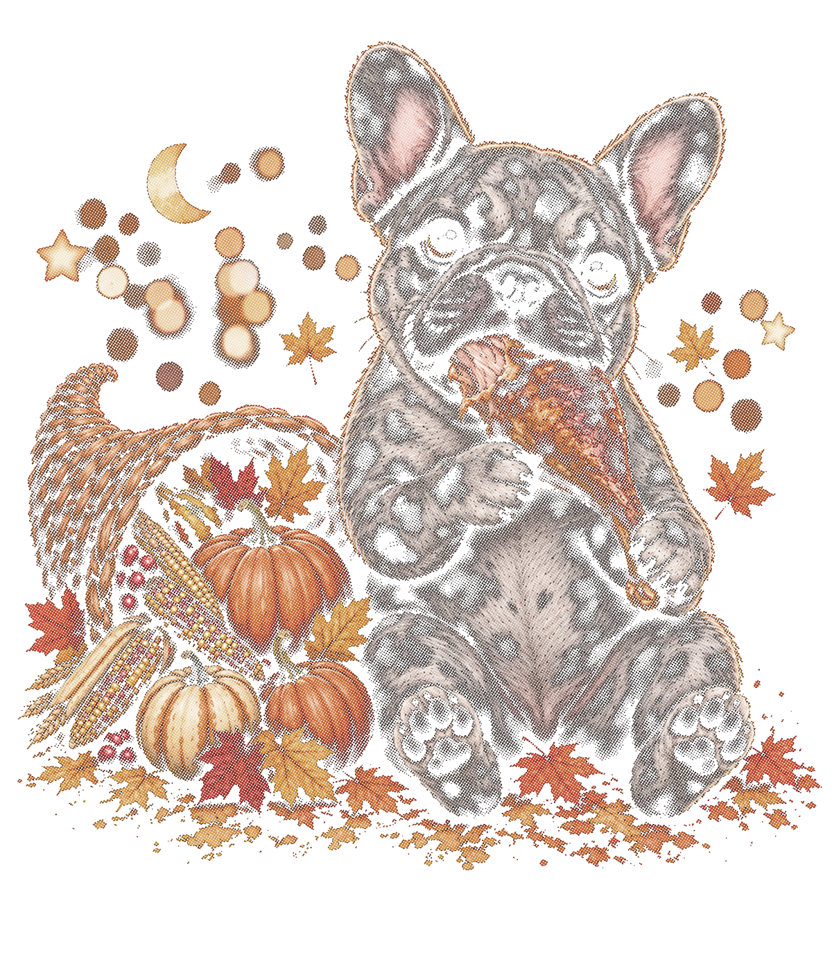 FRENCHIE BLUE MERLE HALFTONE THANKSGIVING