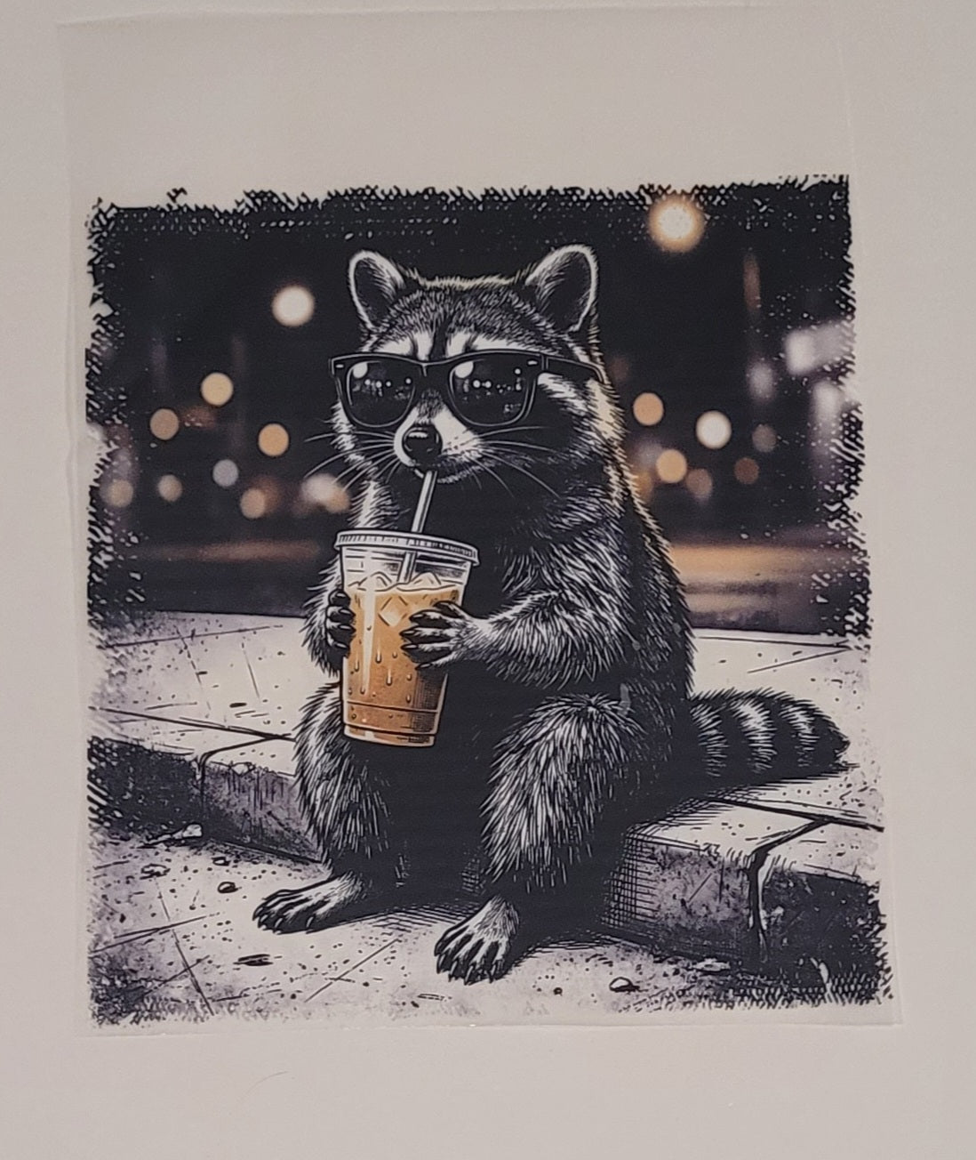 Iced coffee racoon