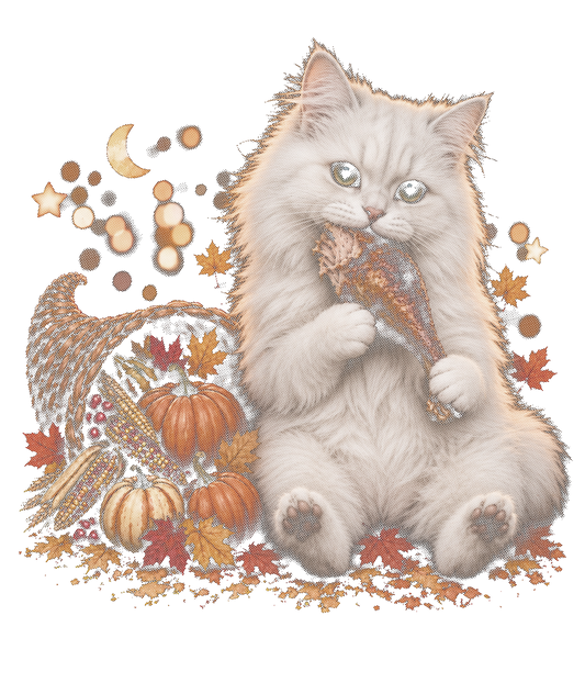 WHITE CAT HALFTONE THANKSGIVING